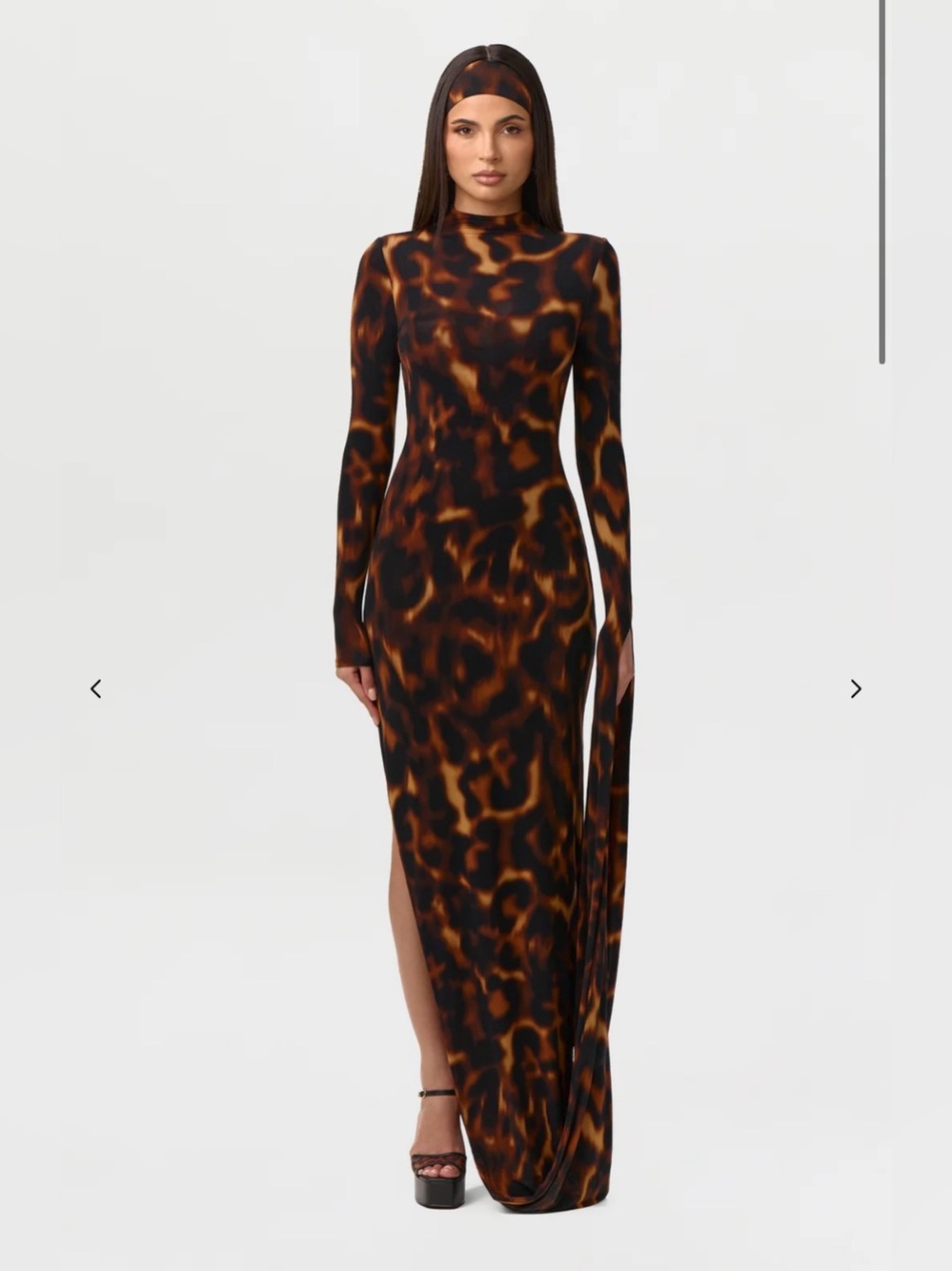 Naked Wardrobe Bare Body Sleeve Drape Maxi Dress Tortoise
